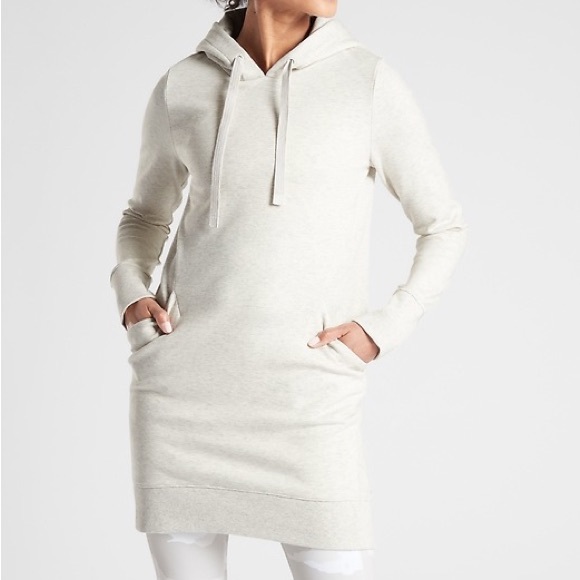 Athleta Tops - Athleta Cream Triumph Sweatshirt Hoodie Dress